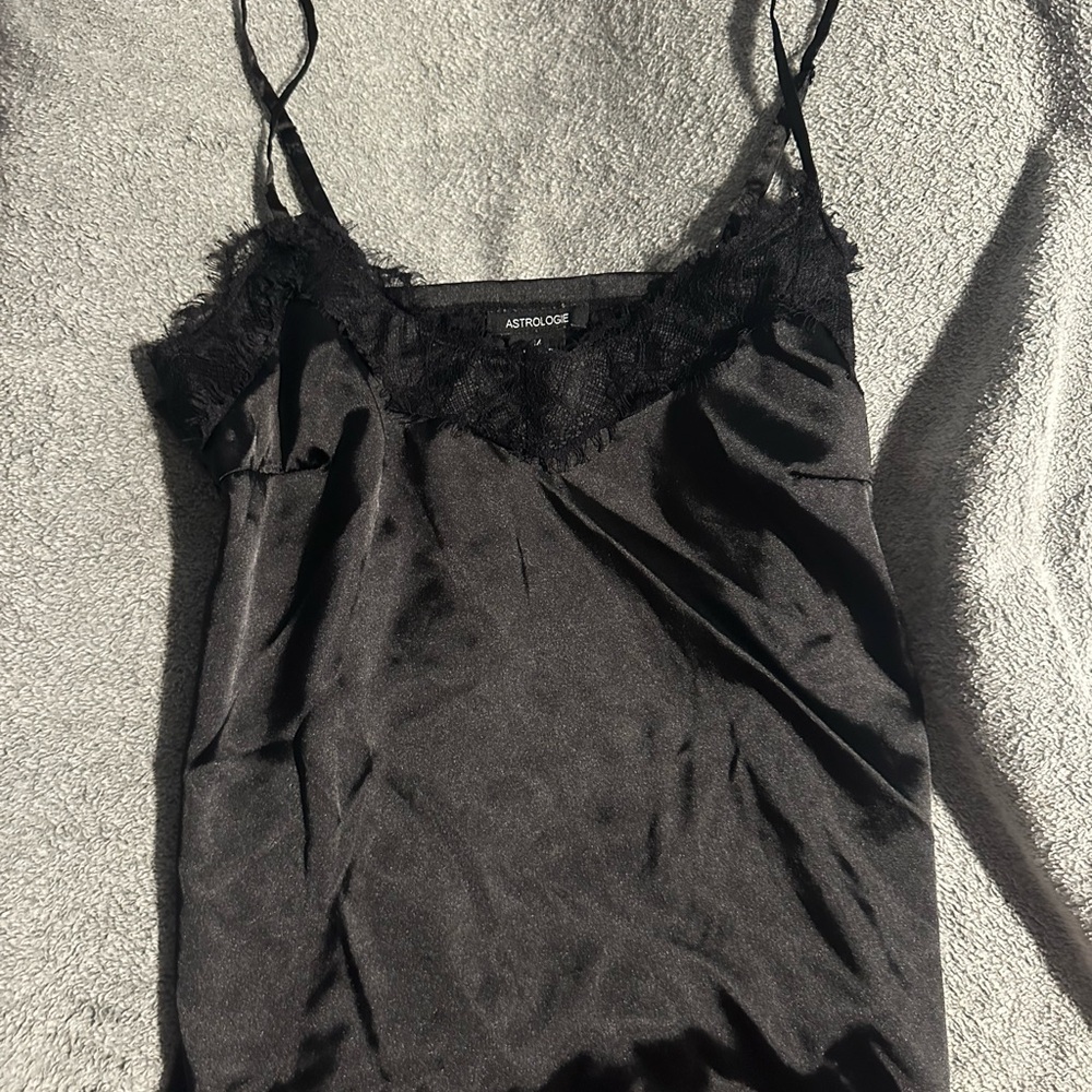 Black Lace Trim Tank Top